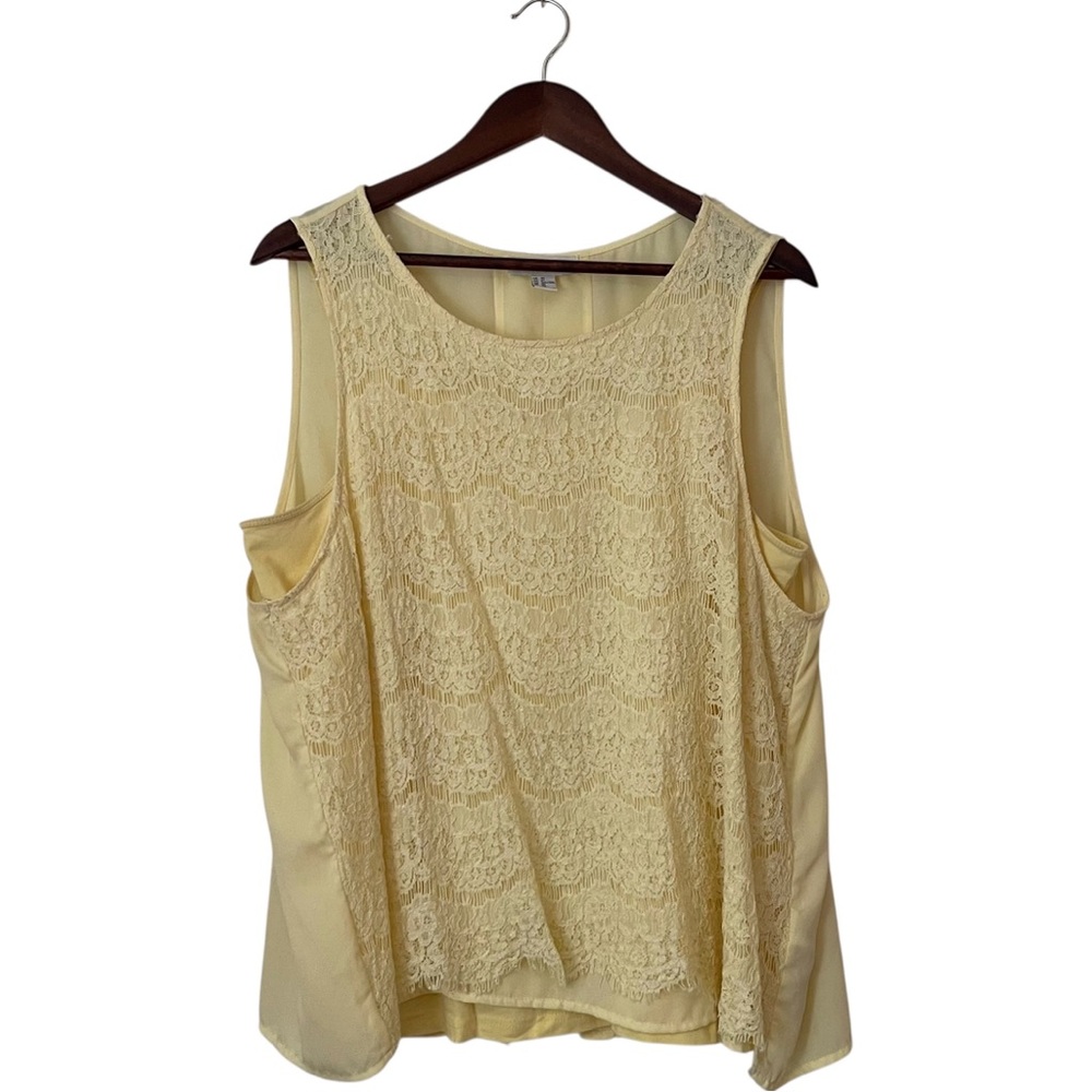 Forever 21 Yellow Lace Tank Top Cami Set Back Slit 2 Top Bundle Plus Size 3X
